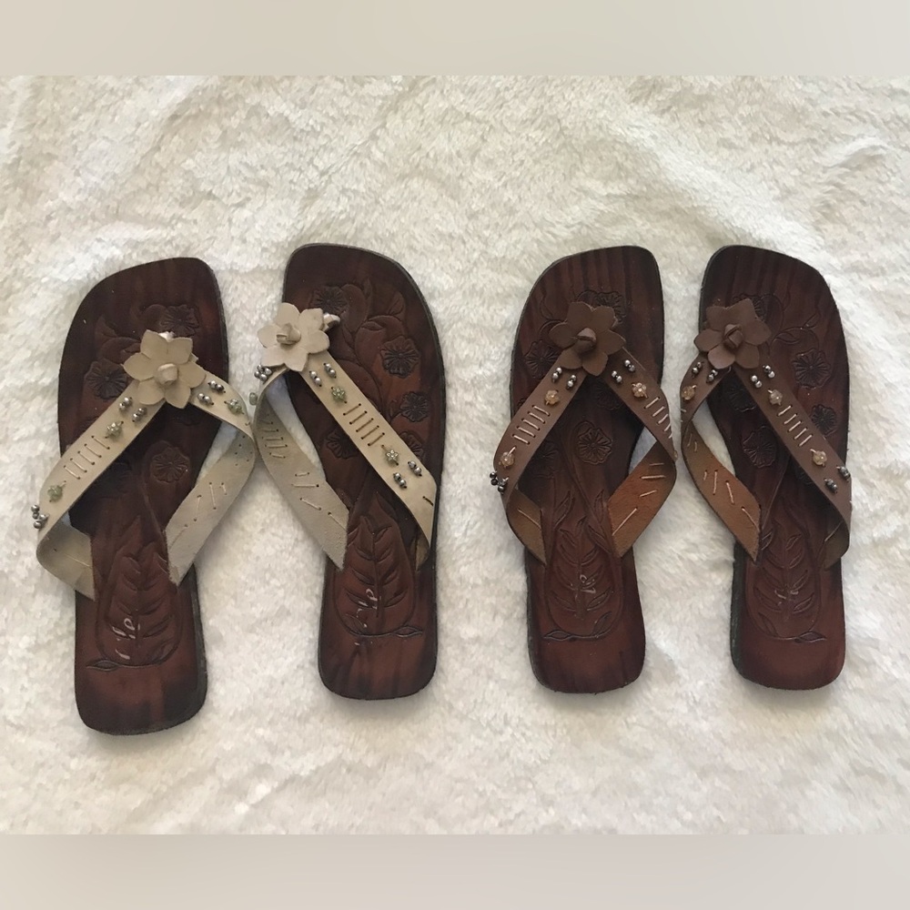 Stylish Brown and Tan Women's Sandals Used Once